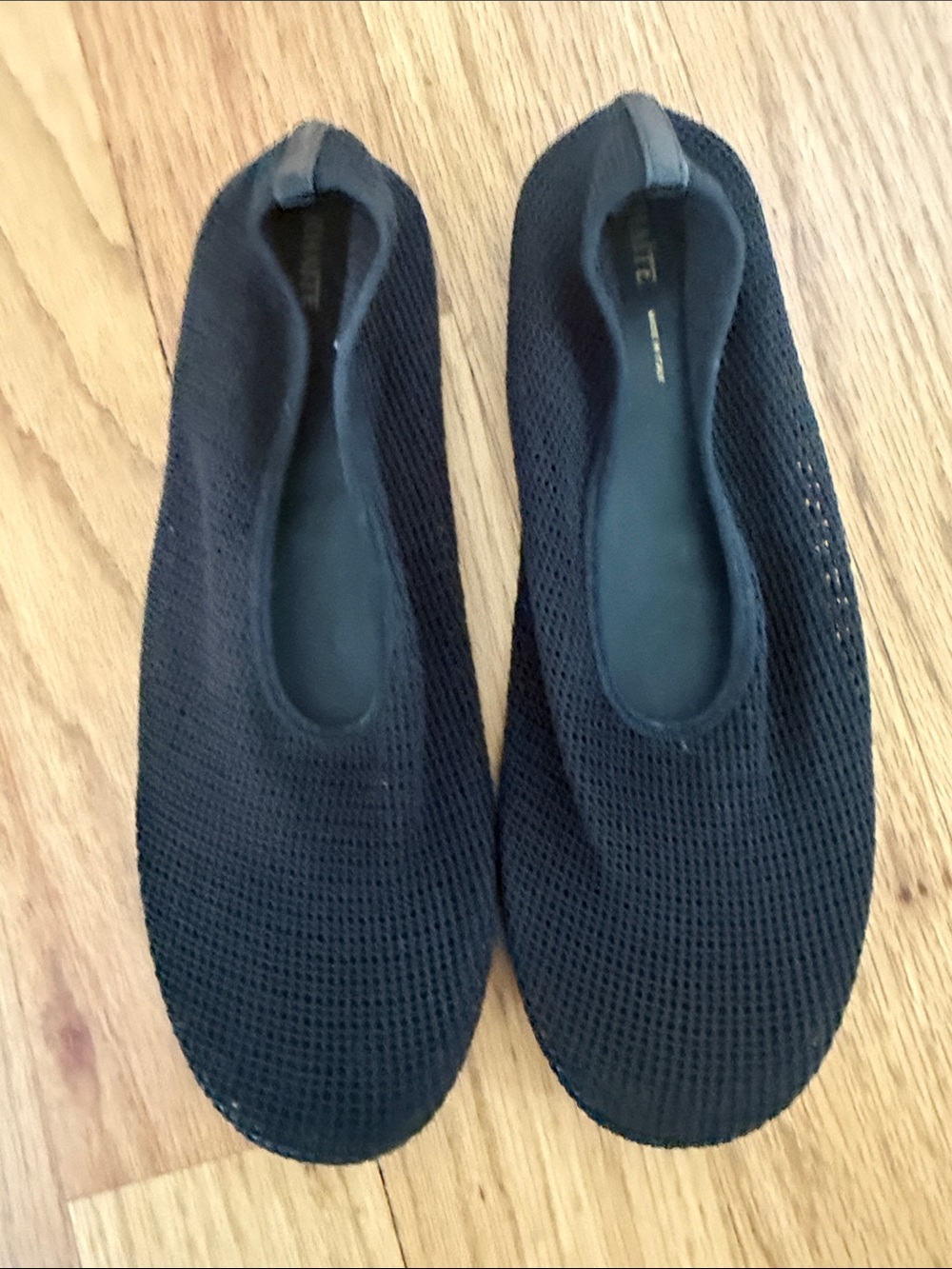 KHAITE Black Knit Slip On Ballet Flats